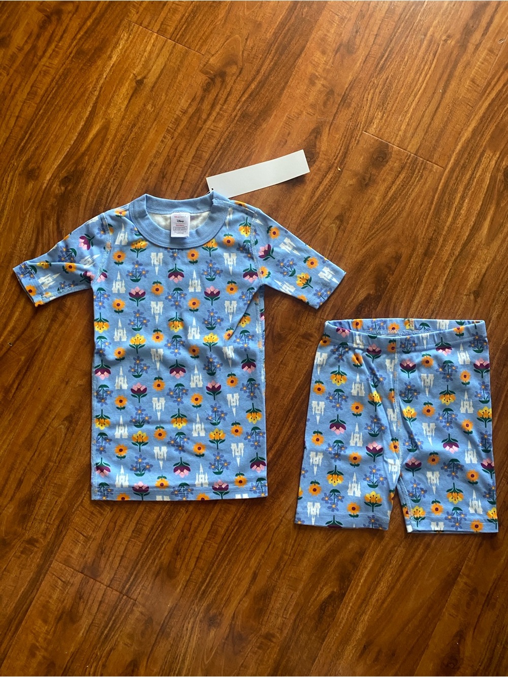 NWT New Hanna Andersson x Disney Frozen Blue Kid Short Sleeve Shorts PJ Size 6-7